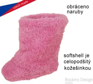 Detské protismykové softshellové topánočky ROCKINO – ružový kožúšok (AntiSlip) Farba: Čierna, Veľkosť: 11-15mes.