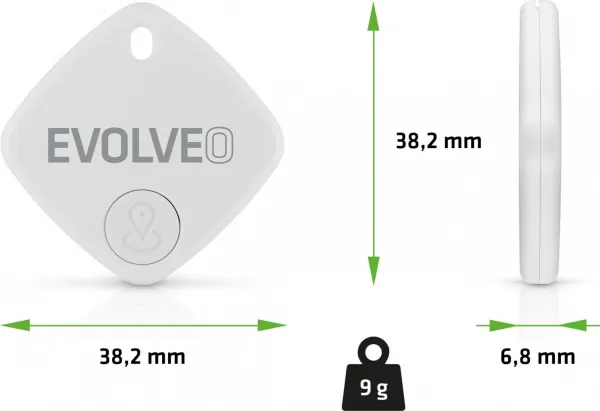 EVOLVEO TrackTag, Bluetooth lokátor s Apple Find My, biely