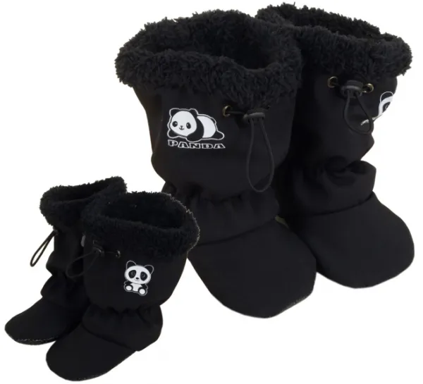 Detské protismykové softshellové topánočky ROCKINO PANDA – čierny kožúšok Farba: Čierna, Veľkosť: 11-15mes.