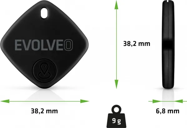 EVOLVEO TrackTag, Bluetooth lokátor s Apple Find My, čierny