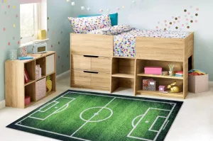 Detský koberec protišmykový BAMBINO 58690 futbalové ihrisko, zelený