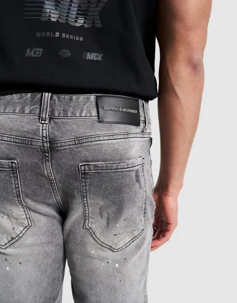 Supply&demand Nohavice  Slim   Ripped Jeans Rhinestone