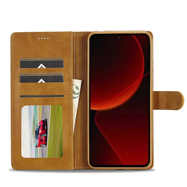 IMEEKE Peňaženkový obal pre Xiaomi 14T Pro svetlohnedý