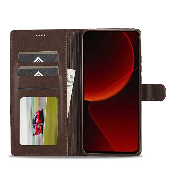 IMEEKE Peňaženkový obal pre Xiaomi 14T Pro tmavohnedý