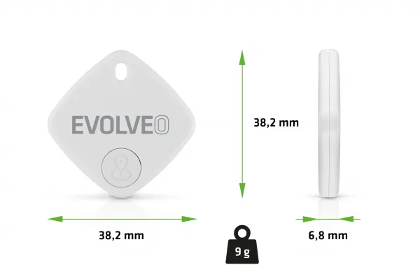 EVOLVEO TrackTag, Bluetooth lokátor s Apple Find My, biely