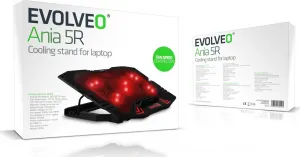 EVOLVEO Ania 5R, chladiaci stojan pre notebook, červené podsvietenie