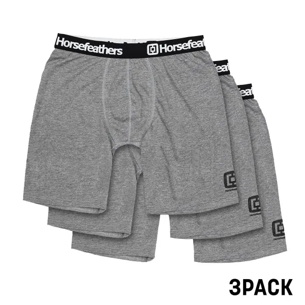 HORSEFEATHERS Boxerky Dynasty Long 3Pack - heather gray GRAY velikost S