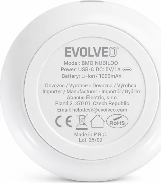 EVOLVEO Nubiloo – uspávací modul s bílým šumem, ukolébavkami a barevným světlem na dobrou noc
