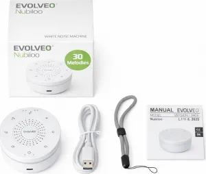 EVOLVEO Nubiloo – uspávací modul s bílým šumem, ukolébavkami a barevným světlem na dobrou noc