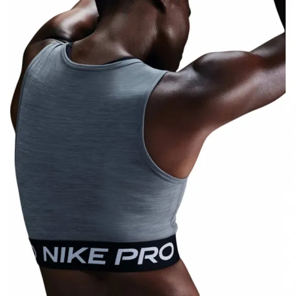 Dámske tréningové tričko bez rukávov NIKE PRO DF CROP TANK SMOKE GREY HTR WHITE