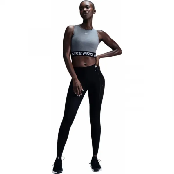 Dámske tréningové tričko bez rukávov NIKE PRO DF CROP TANK SMOKE GREY HTR WHITE