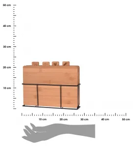 Excellent Houseware Sada 4 ks bambusových prkének na krájení ve stojanu TIMBER hnědá
