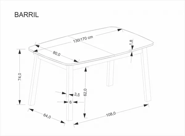 HALMAR Rozkládací jídelní stůl Barril 130/170 cm dub artisan/černý