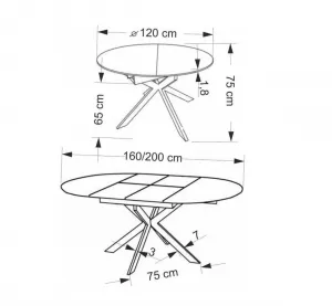 HALMAR Rozkládací jídelní stůl ACORD 120/200 cm dub přírodní/černý