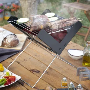 InnovaGoods Přenosný skládací minigril na dřevěné uhlí Foldecue