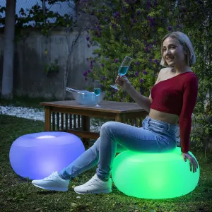 InnovaGoods Nafukovací sedačka s vícebarevnou LED a dálkovým ovladačem Pulight