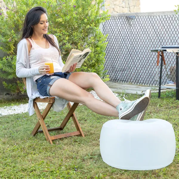 InnovaGoods Nafukovací sedačka s vícebarevnou LED a dálkovým ovladačem Pulight
