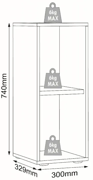 VCM kancelářská police se 2 přihrádkami „Salia“ B30, bílá