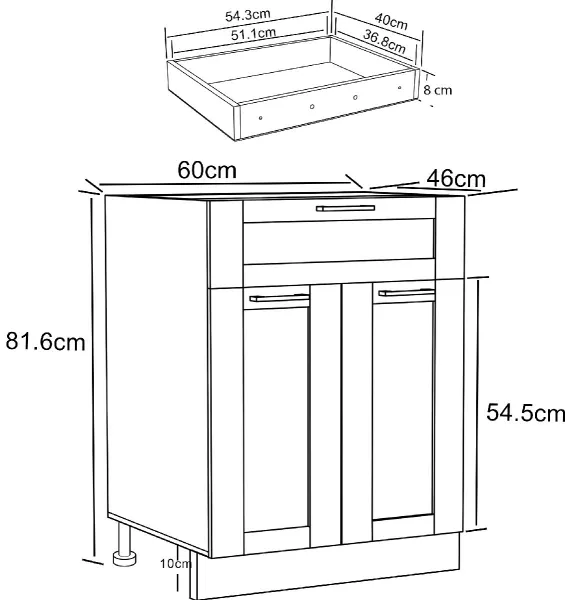VCM Spodní skříňka se zásuvkou 60 cm „Colura“, antracitová