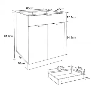 VCM Spodní skříňka se zásuvkou 60 cm „Fasola“, bílá