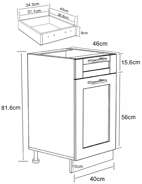 VCM Spodní skříňka se zásuvkou 40 cm „Colura“, bílá