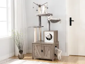 Škrabadlo pre mačky Vasagle Monta 150 cm s toaletou sivé