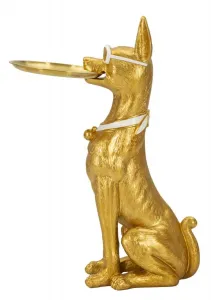 Mauro Ferretti Dekoratívna socha Dog Pit s podnosom 74 cm zlatá