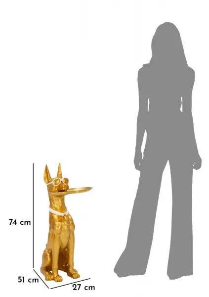 Mauro Ferretti Dekoratívna socha Dog Pit s podnosom 74 cm zlatá