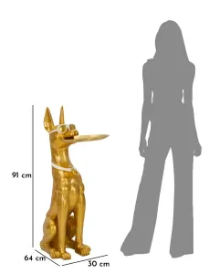 Mauro Ferretti Dekoratívna socha Dog Pit s podnosom 91 cm zlatá