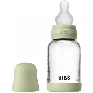 BIBS antikoliková sklenená fľaša so silikónovým cumlíkom 120ml - Sage