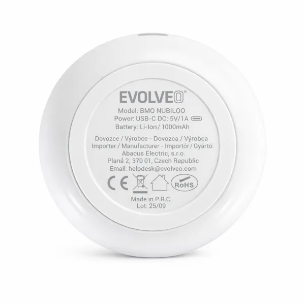 EVOLVEO Nubiloo – uspávací modul s bílým šumem, ukolébavkami a barevným světlem na dobrou noc