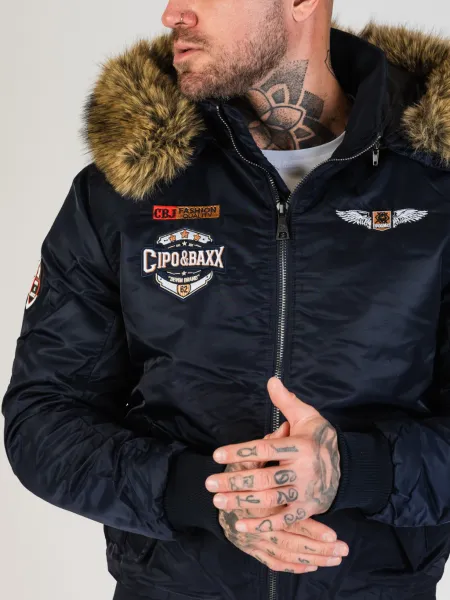 Pánska bunda CIPO & BAXX CM229 NAVYBLUE Farba: Tmavomodrá, Konfekčná veľkosť: M