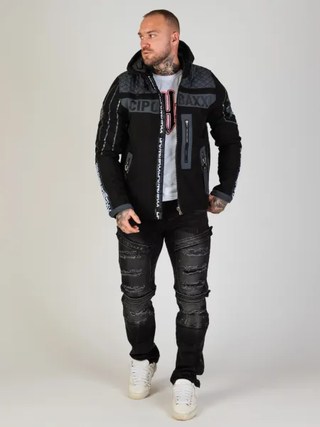 Pánska bunda CIPO & BAXX CJ275 GREY-BLACK Farba: Čierna, Konfekčná veľkosť: M