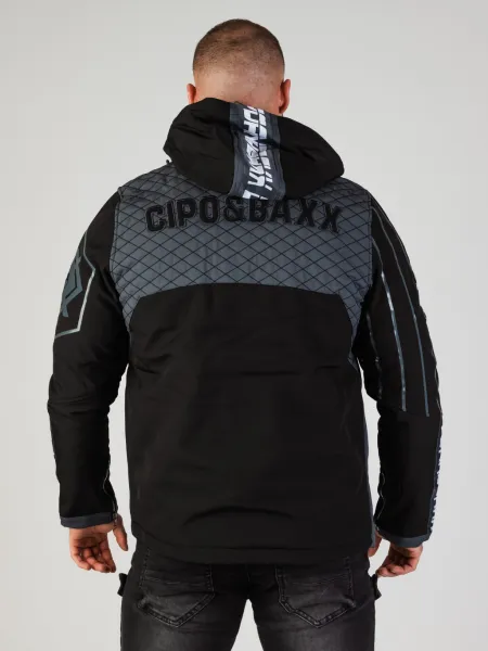 Pánska bunda CIPO & BAXX CJ275 GREY-BLACK Farba: Čierna, Konfekčná veľkosť: M