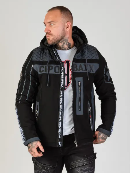 Pánska bunda CIPO & BAXX CJ275 GREY-BLACK Farba: Čierna, Konfekčná veľkosť: M