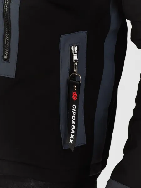 Pánska bunda CIPO & BAXX CJ275 GREY-BLACK Farba: Čierna, Konfekčná veľkosť: M