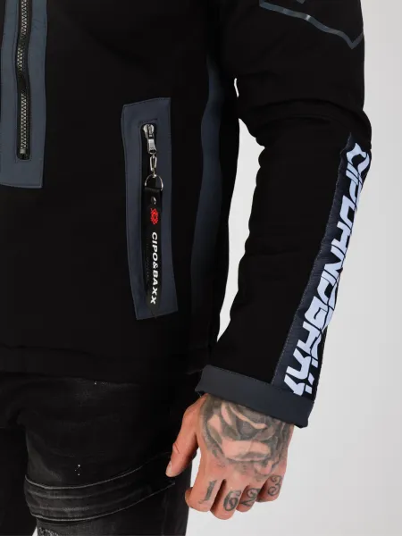 Pánska bunda CIPO & BAXX CJ275 GREY-BLACK Farba: Čierna, Konfekčná veľkosť: M