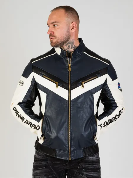 Pánska bunda CIPO & BAXX CM230 NAVY-WHITE Farba: Tmavomodrá, Konfekčná veľkosť: L