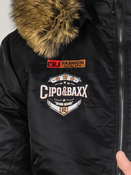 Pánska bunda CIPO & BAXX CM229 BLACK Farba: Čierna, Konfekčná veľkosť: M