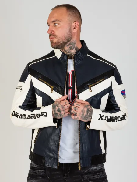 Pánska bunda CIPO & BAXX CM230 NAVY-WHITE Farba: Tmavomodrá, Konfekčná veľkosť: L