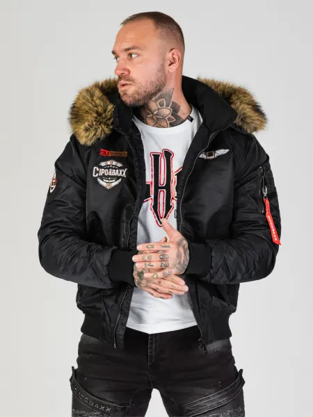 Pánska bunda CIPO & BAXX CM229 BLACK Farba: Čierna, Konfekčná veľkosť: M