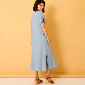 Košeľové midi šaty z tenkého denimu