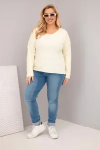 Kesi Włoski Dámska blúzka Plus Size s výstrihom do V a dlhším chrbtom žltá