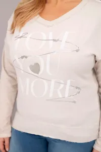 Kesi Włoski Dámska blúzka Plus Size s nápisom Love You More béžová