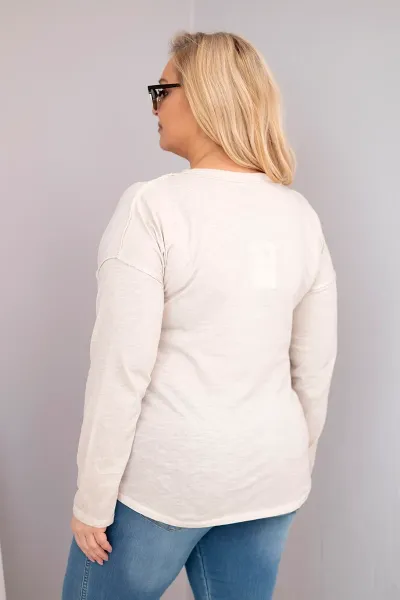 Kesi Włoski Dámska blúzka Plus Size s nápisom Love You More béžová