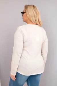 Kesi Włoski Dámska blúzka Plus Size s nápisom Love You More béžová