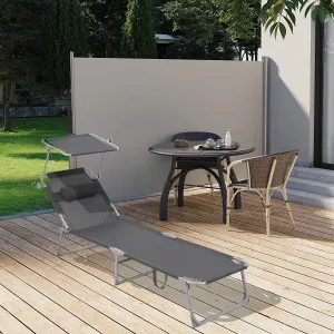 SONGMICS Záhradné lehátko so železným rámom Baka 193x63x32 cm šedé