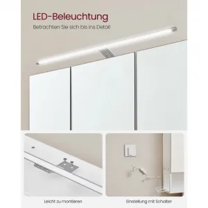Biela kúpeľňová skrinka so zrkadlami a LED osvetlením 70×70