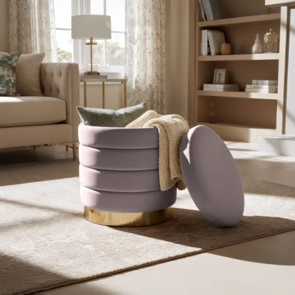 Ak furniture Taburet Luna růžový
