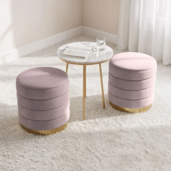 Ak furniture Taburet Luna růžový